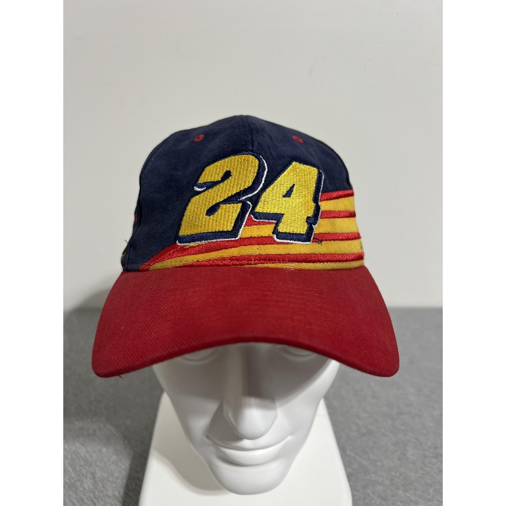 Vintage Jeff Gordon Hat Cap Snap Back Mens Blue Red NASCAR Racing 24 DuPont 90s